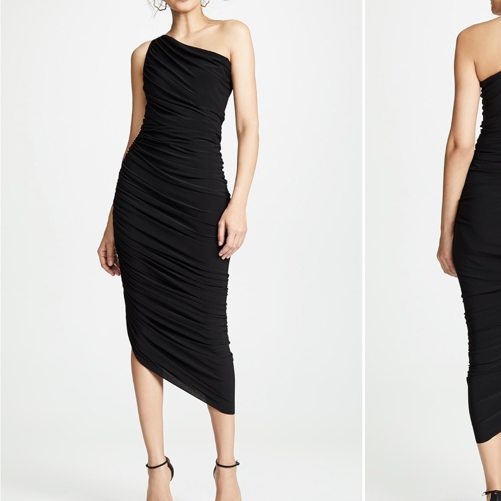 Norma Kamali Black One-Shoulder Dress